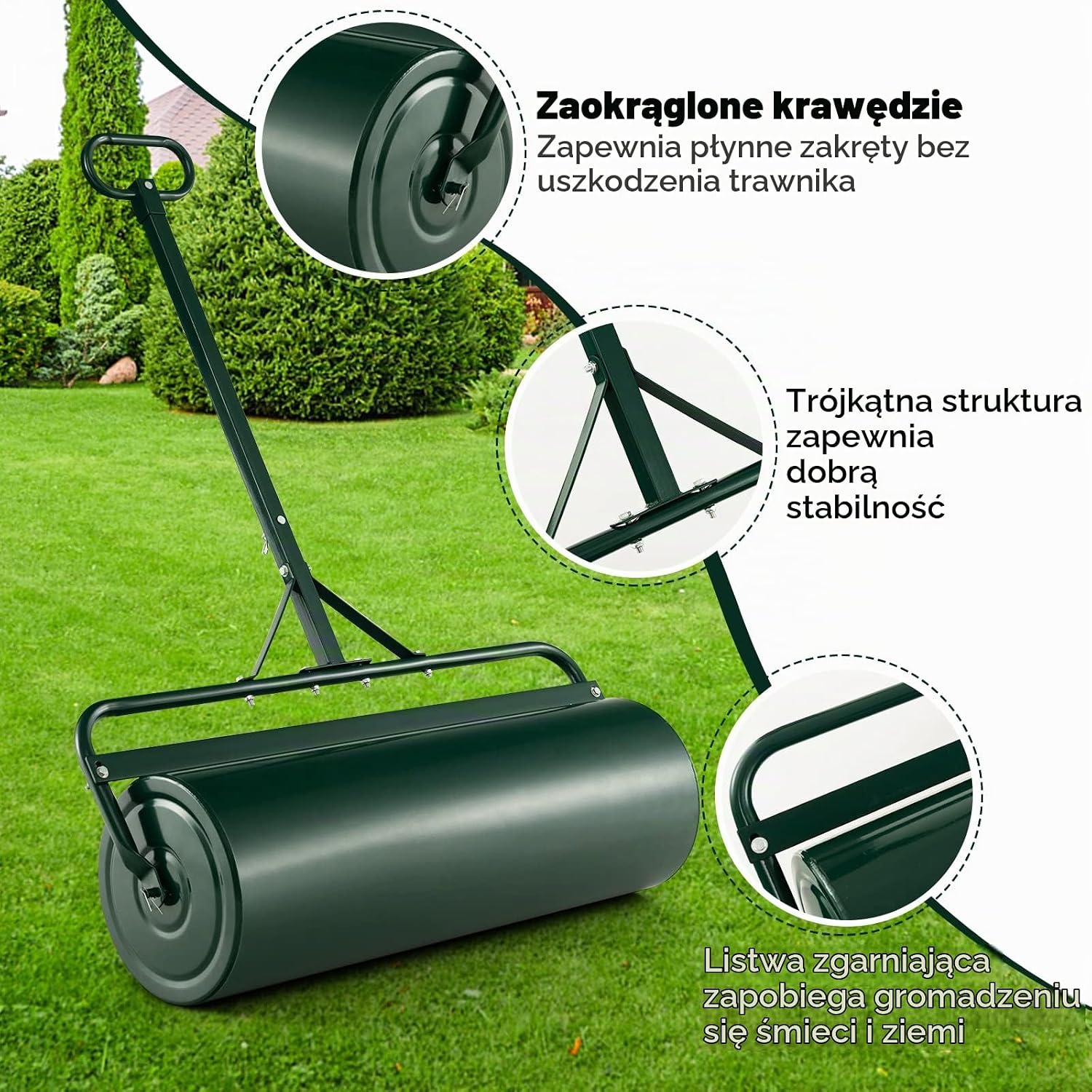 Detalle 2 de FANTASK 4008GNGT-2-VC – metalowy walec do trawy 63 l, średnica 30 cm