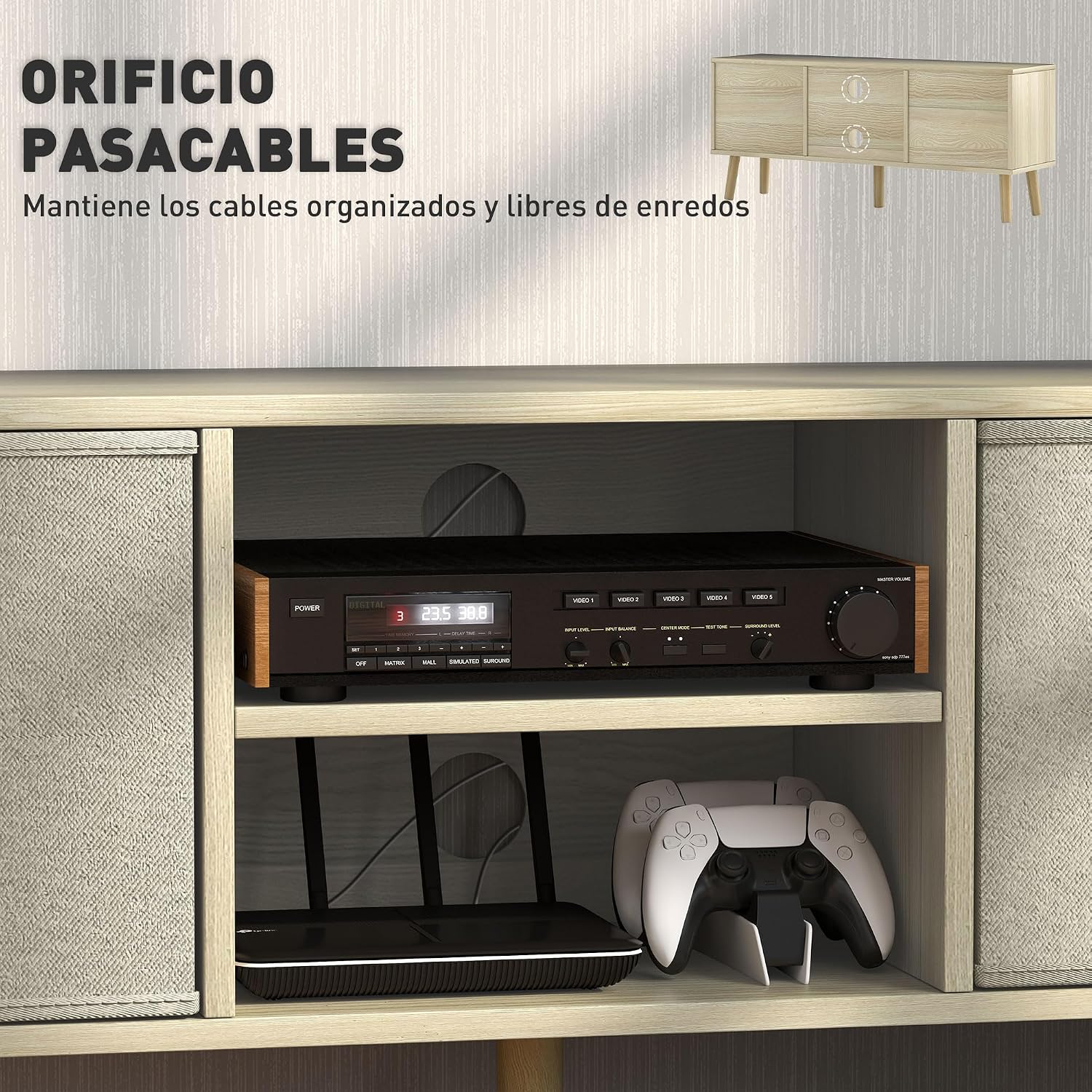 Thumbnail 4 de HOMCOM Mueble de TV 110 cm beige