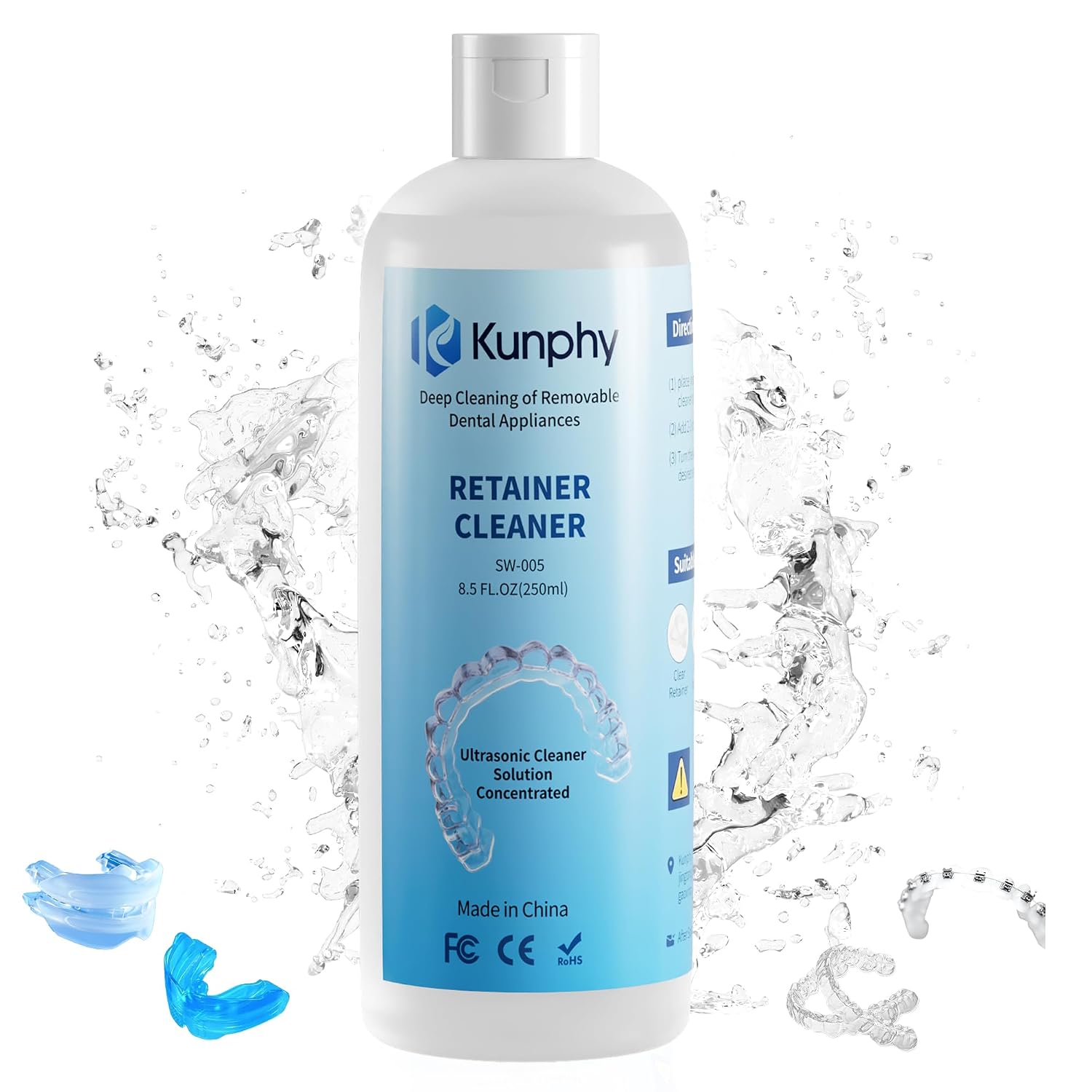 Detalle de kunphy SW-005 Ultrasonic Retainer Cleaner Solution, 8.5 oz