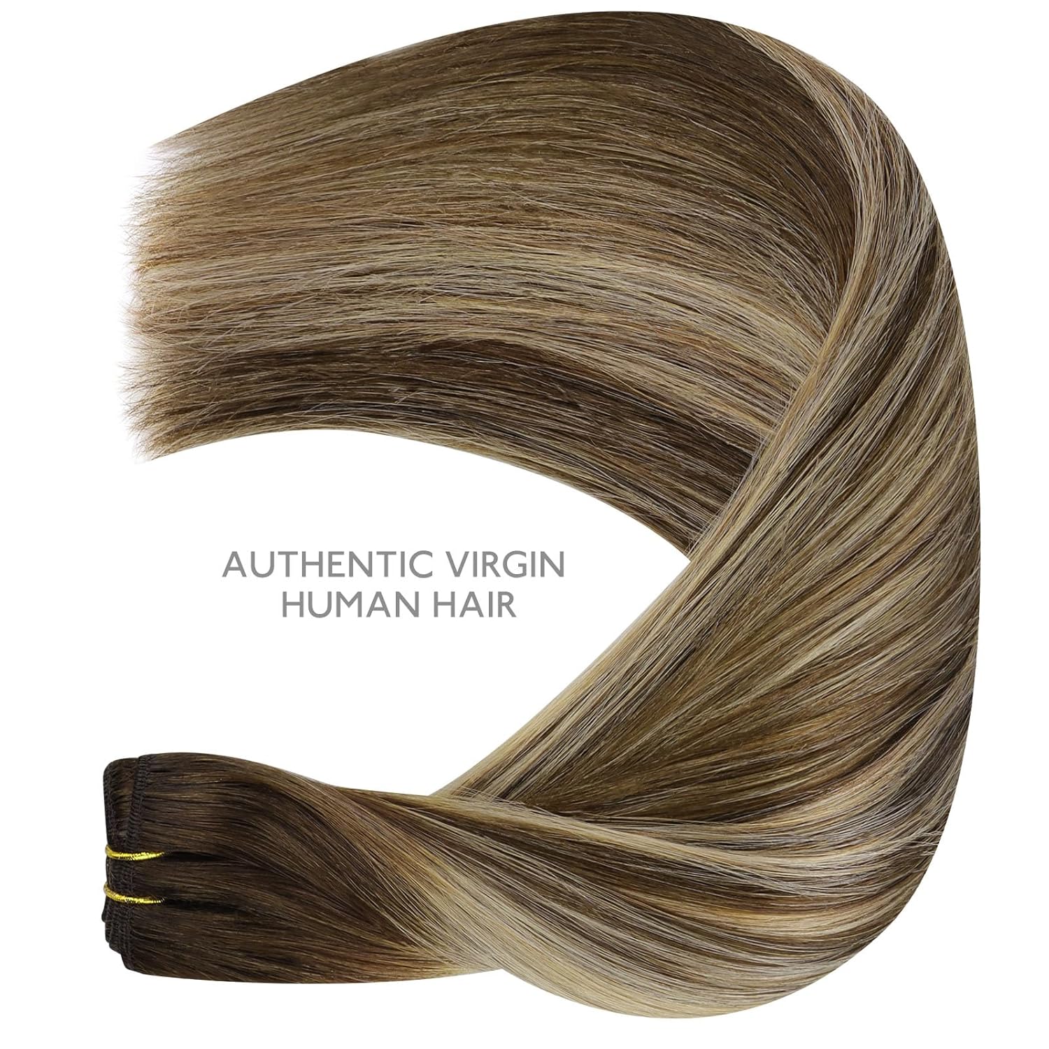 Detalle de WENNALIFE Sew in Hair Extensions 24 Inch 120g – Balayage Chocolate Brown to Honey Blonde