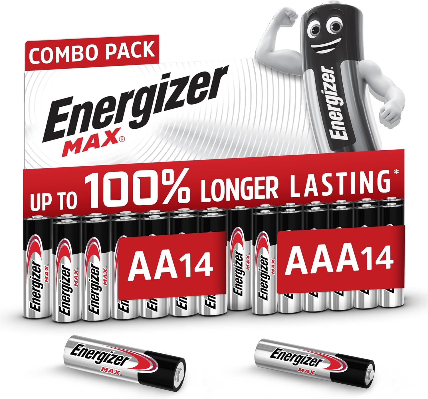 Energizer Max AA- en AAA-batterijen, alkaline 1,5 V, verpakking van 28
