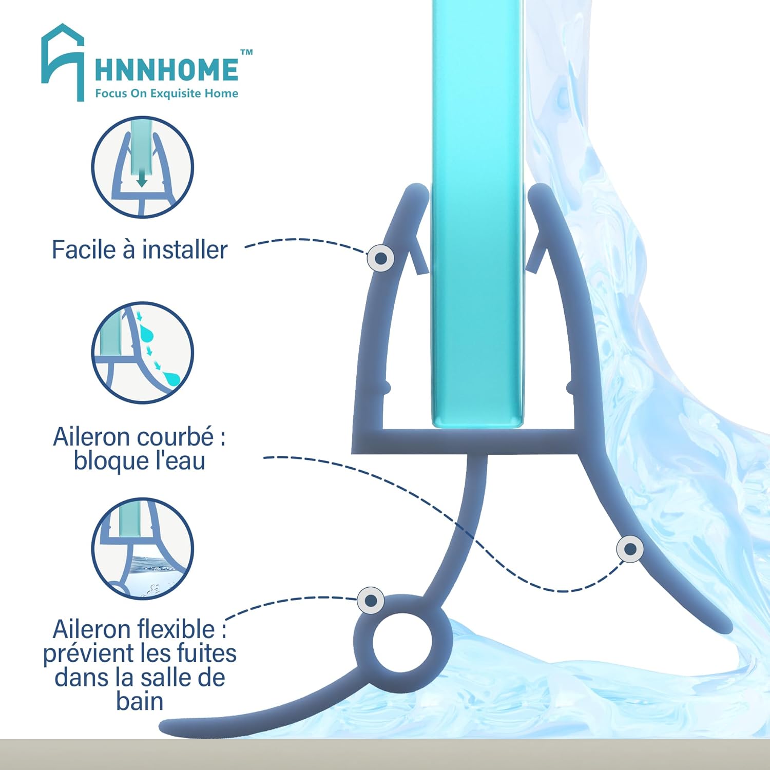 Detalle 2 de Hnnhome Joint d'étanchéité pré-courbé pour paroi de douche 4–6 mm, 870 mm – transparent