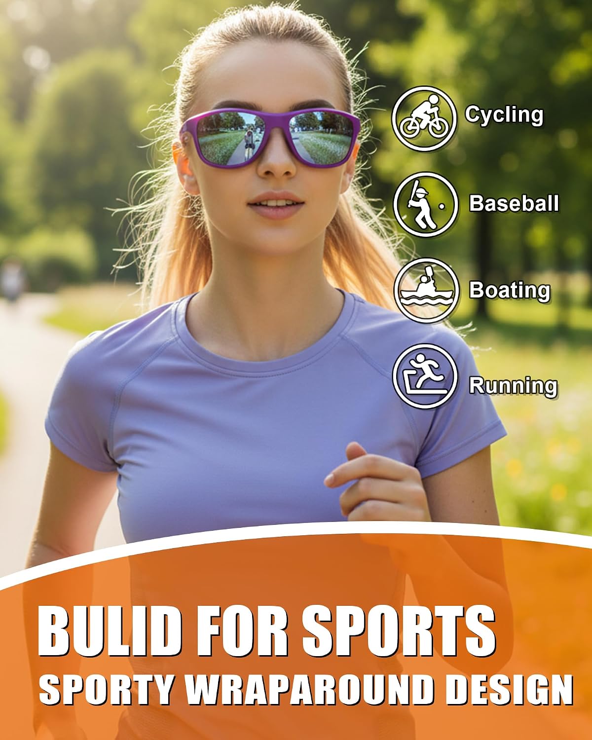 Detalle de Myiaur Sport Sonnenbrillen Damen Polarisiert – Unzerbrechlich, leichtes TR90 Gestell, UV400