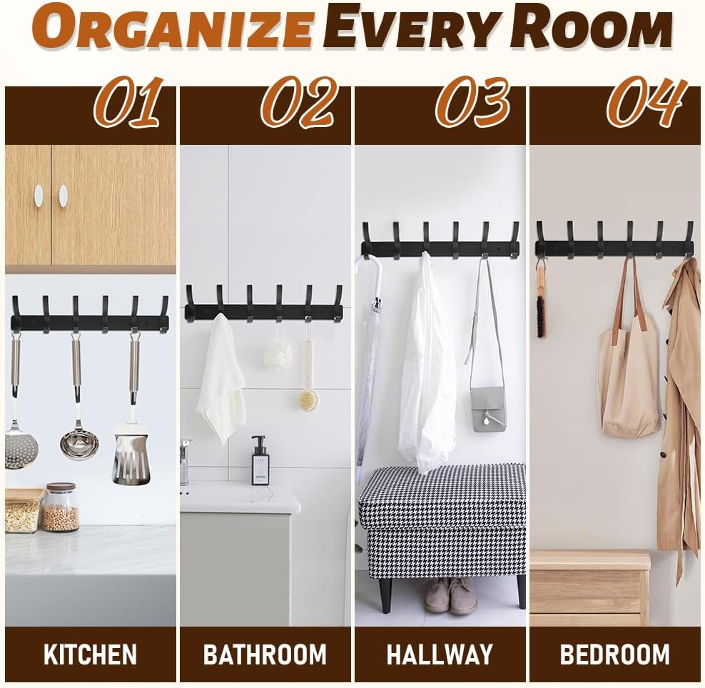 Thumbnail 6 de MIVITOOM 8-Piece Heavy Duty Metal Wall Mounted Coat Hooks