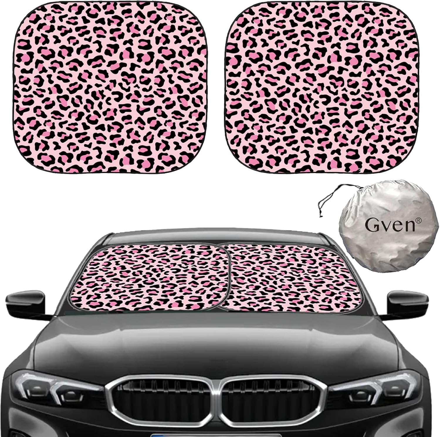 Thumbnail 6 de Gven Windshield Sun Shade for Car — 2-Piece Floral Foldable Front Window Sunshade (M)