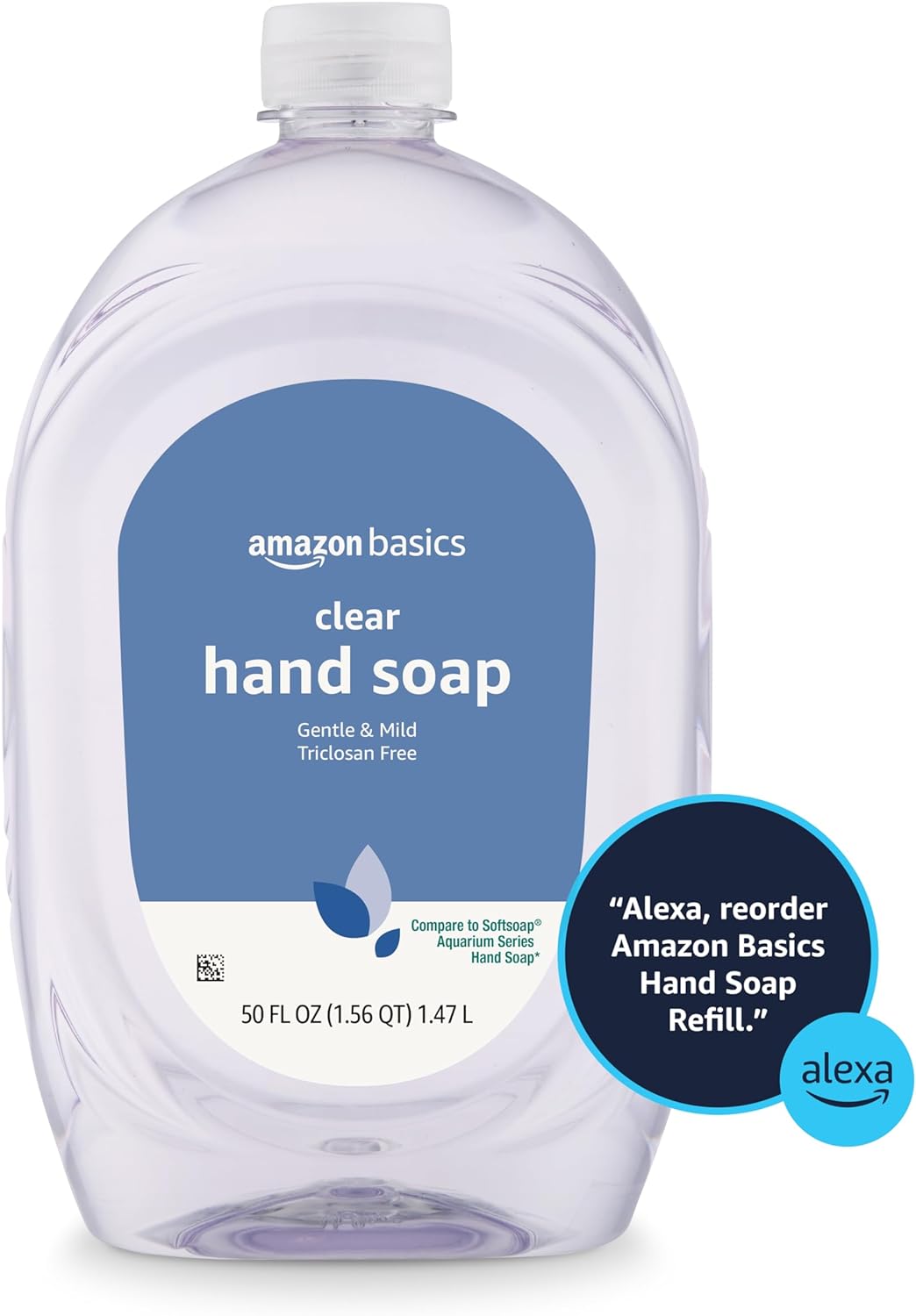 Detalle de Amazon Basics Gentle & Mild Clear Liquid Hand Soap Refill (Triclosan-Free, pH Balanced), 50 fl oz refill