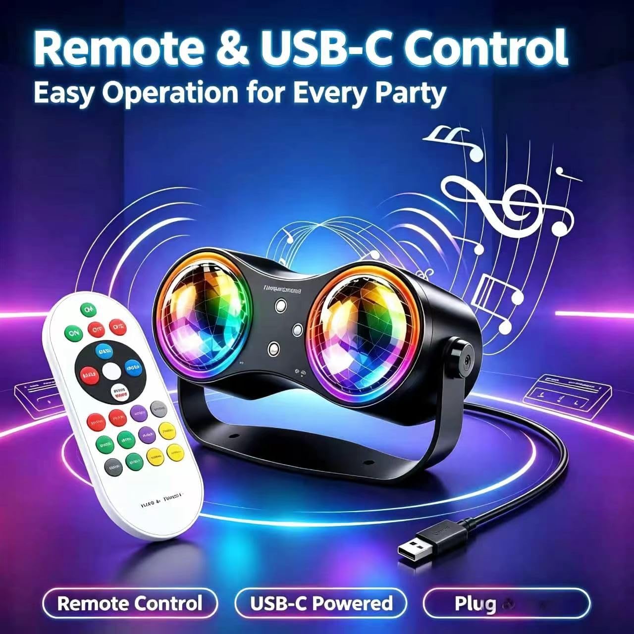 Detalle de Mslitely EMS-77 Party Light with 24 LED Modes, Strobe and Ocean Star Projection