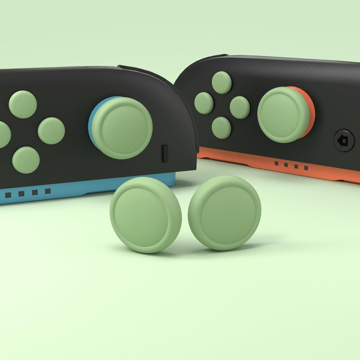 Detalle de PlayVital Silicone Button Covers and Thumb Grip Set for Nintendo Switch 2 (Matcha Green)