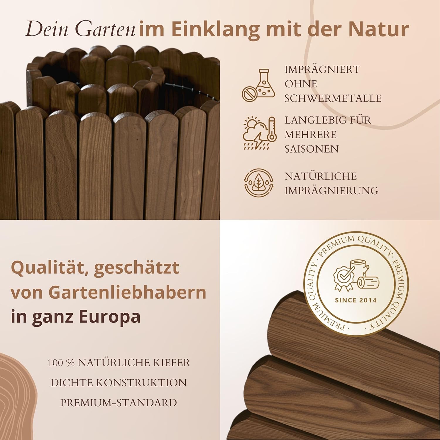 Thumbnail 1 de Floranica Beetumrandung Beeteinfassung 20 x 200 cm Braun – flexibler Rollborder aus Holz