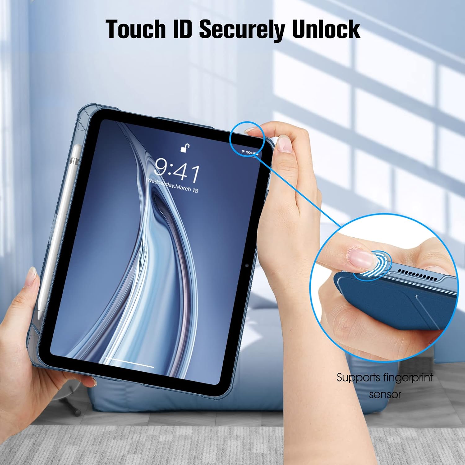 Detalle 2 de FINTIE Case for iPad (A16) 11th Gen 2025 / iPad 10th Gen 2022 – Ultra Slim, Matte Back with Pencil Holder