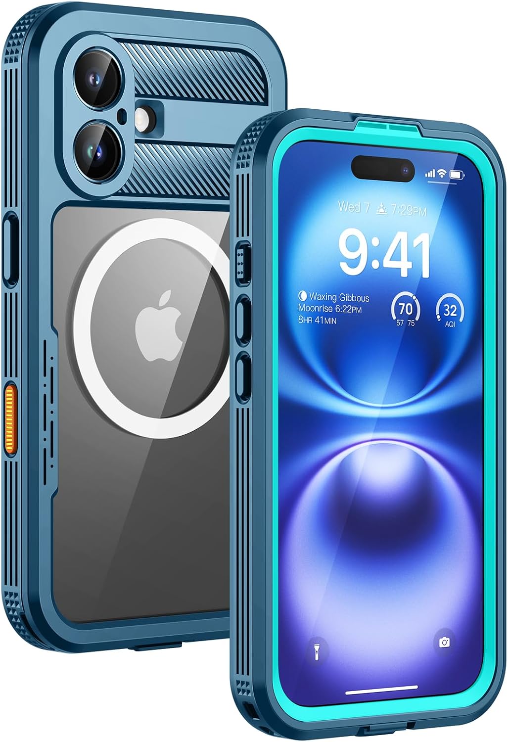 Detalle de Lanhiem LM-IPH16-01 iPhone 16 Waterproof Case, Blue, Magnetic