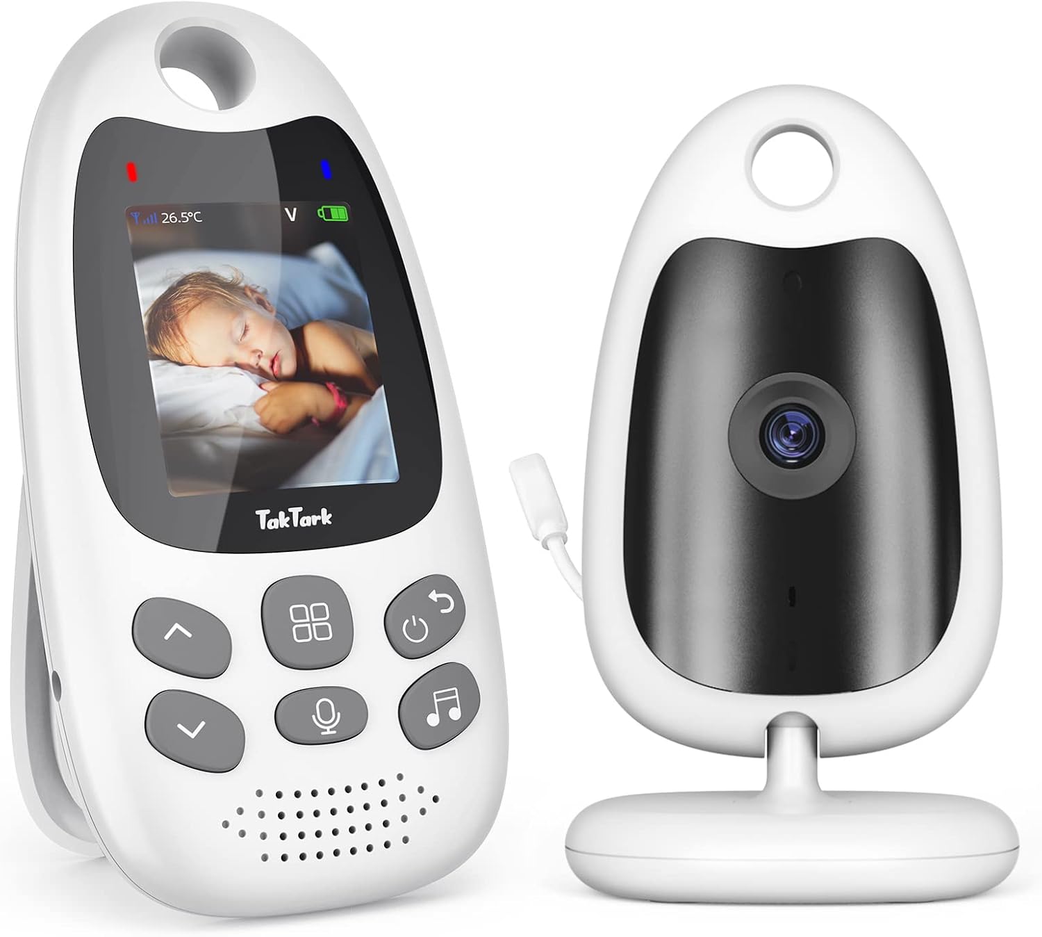 TakTark Babyphone vidéo 2,0 pouces LCD avec caméra 2,4 GHz : vision nocturne et communication bidirectionnelle