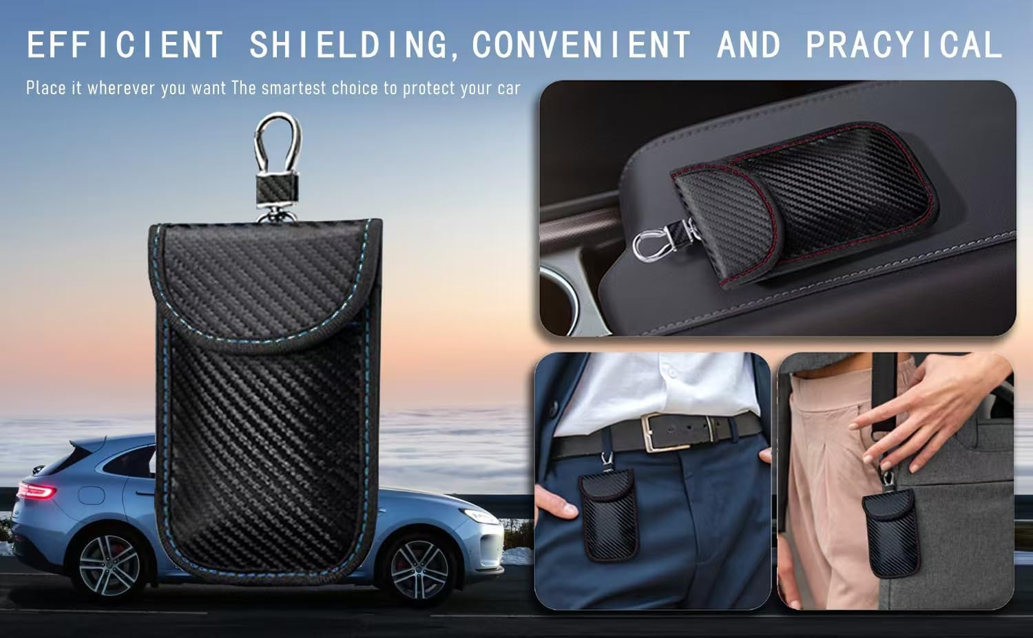 Detalle de RFID signal blocking Faraday pouch 3 pack