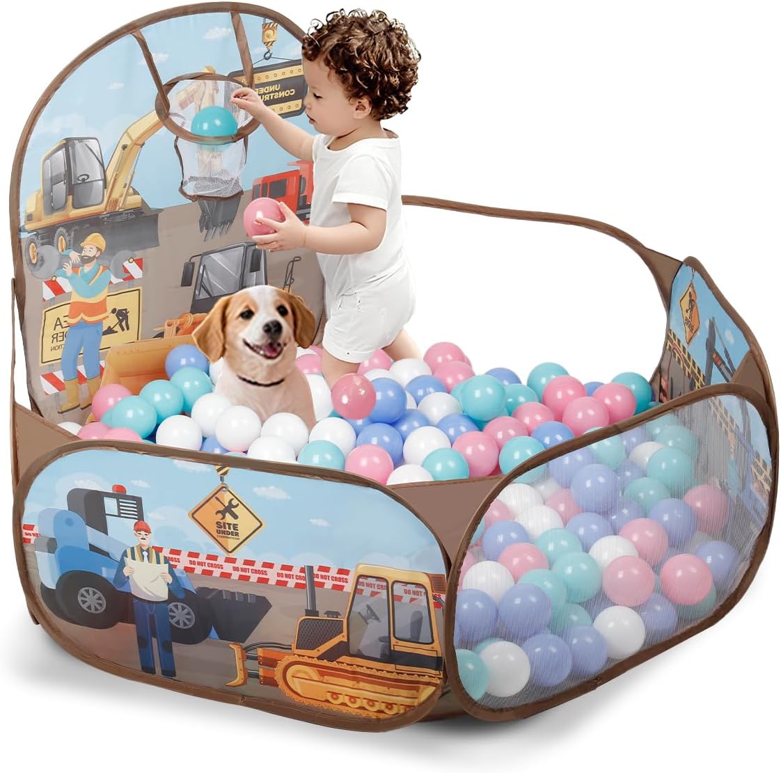 Thumbnail 6 de ZimiTeda Space Rocket Kids Ball Pit (120 cm) with Foldable Basketball Hoop