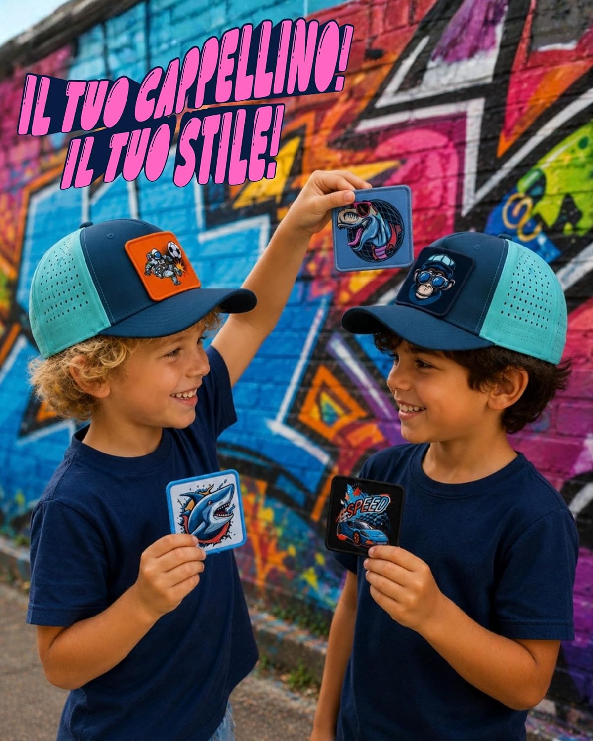 Detalle de HECKBO Cappellino da Baseball per Bambini 52–57 cm con Adesivi in Velcro e elementi riflettenti