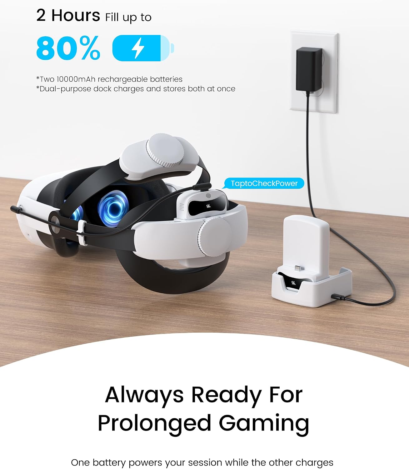 Thumbnail 2 de Elegamefy Headstrap für Meta Quest 3/3s/Quest 2 mit 20.000-mAh Akku & Ladestation