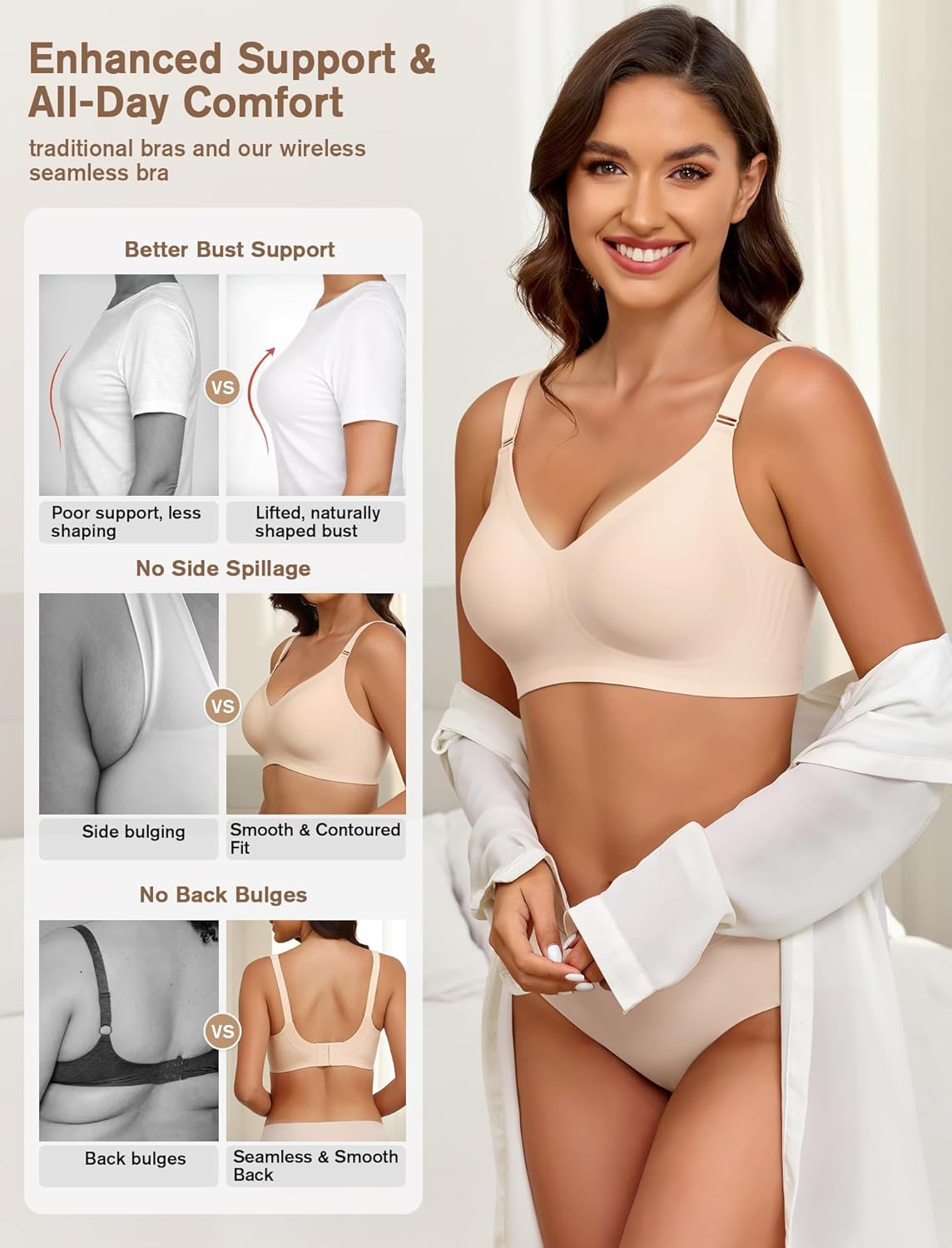 Thumbnail 1 de EIISSION Women’s Jelly Bra – Wireless Push Up Seamless Padded Bralette (Regular & Plus Size)