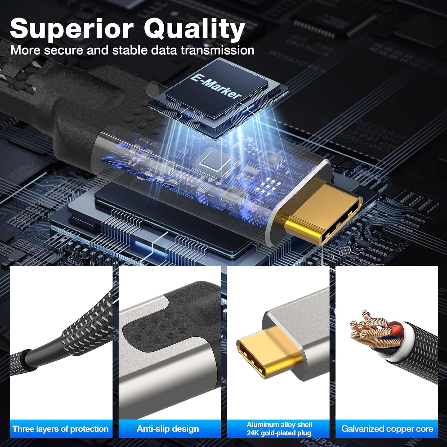 Thumbnail 5 de CABLAPTOP 3m USB-C Cable (USB 3.2 Gen2x2, 20Gbps) with PD3.1 240W and 8K video support