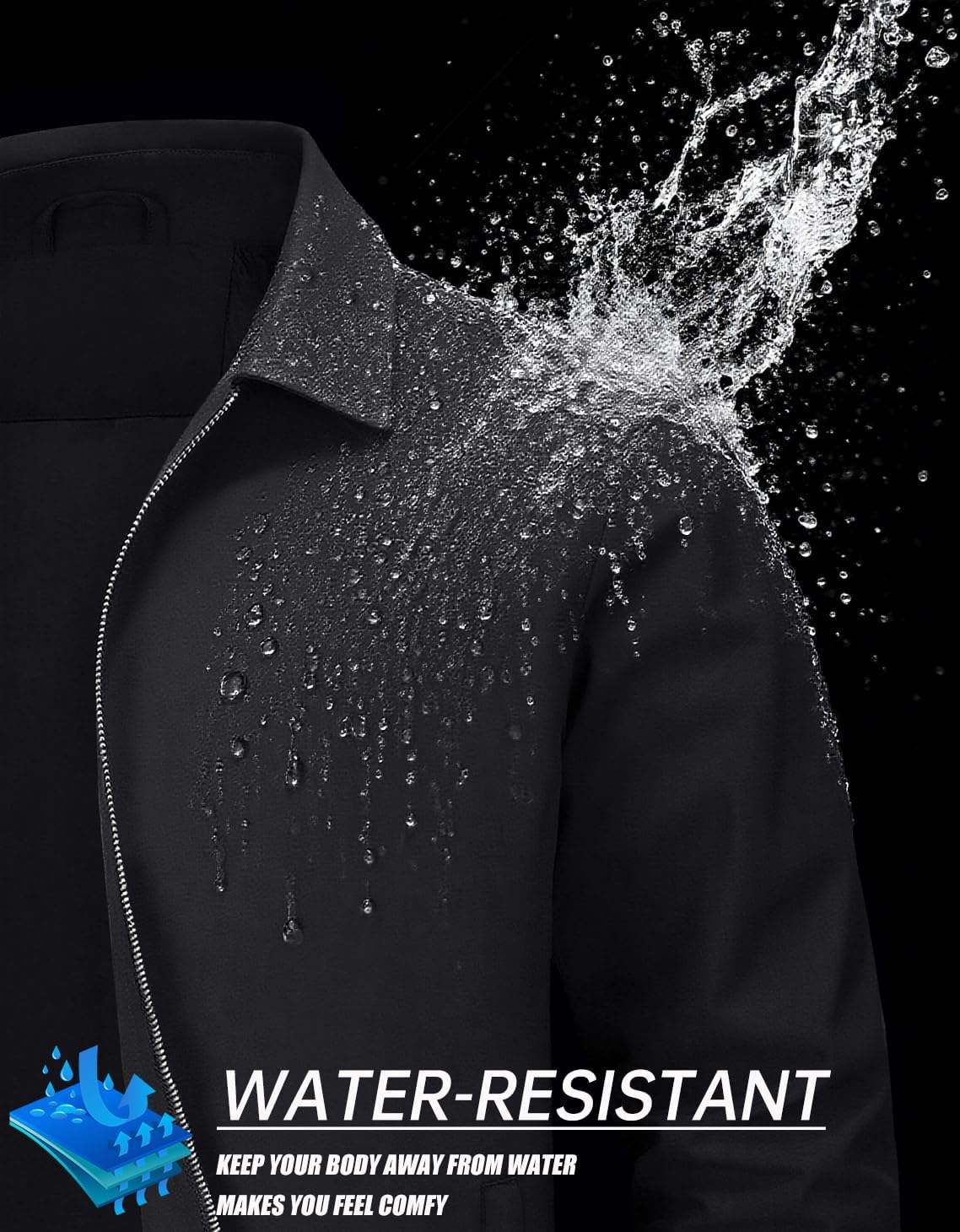 Detalle 2 de MAGNIVIT MT-420 Men's Lightweight Windbreaker Jacket, Waterproof, Windproof
