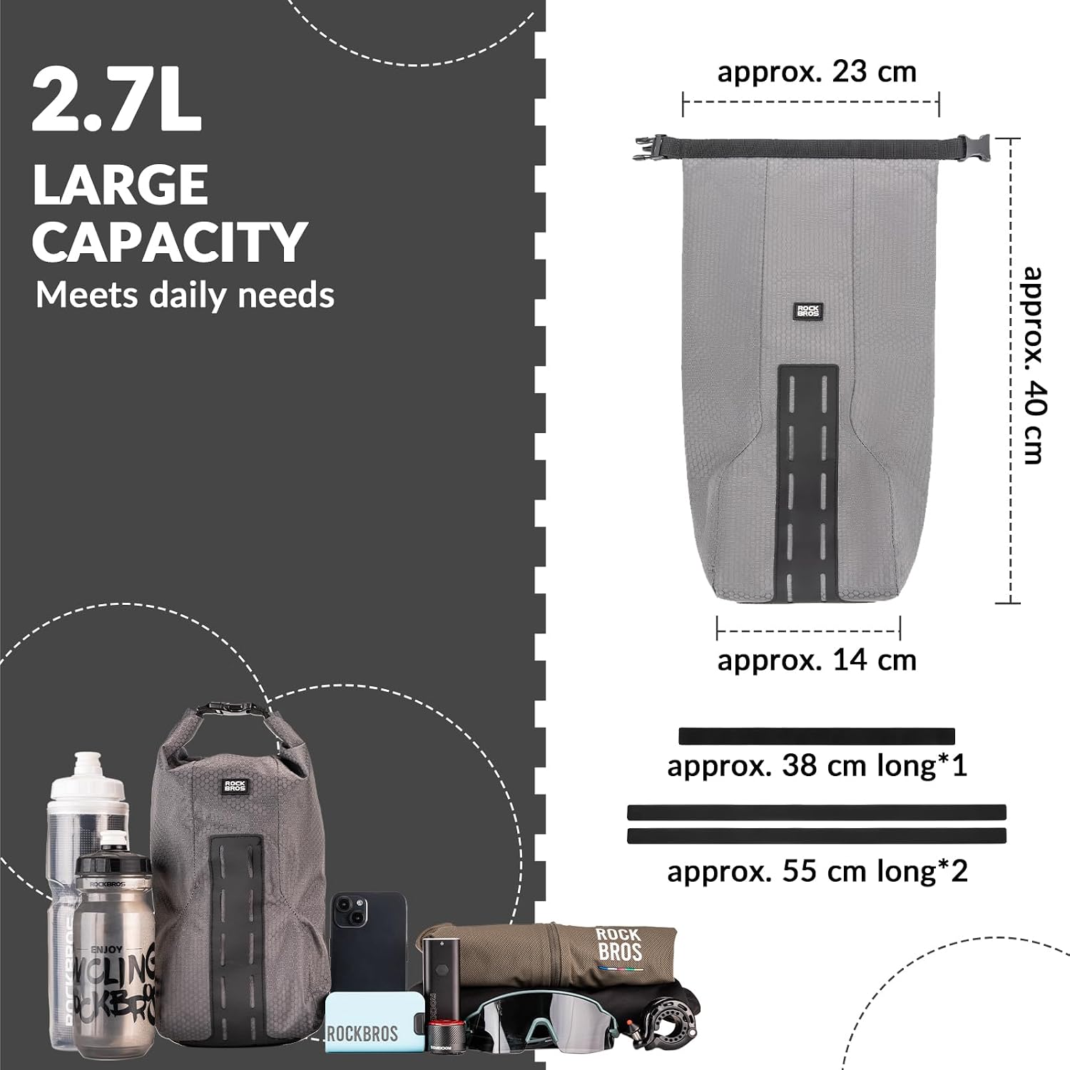 Detalle de ROCKBROS Borsa portapacchi anteriore MTB 2,7L