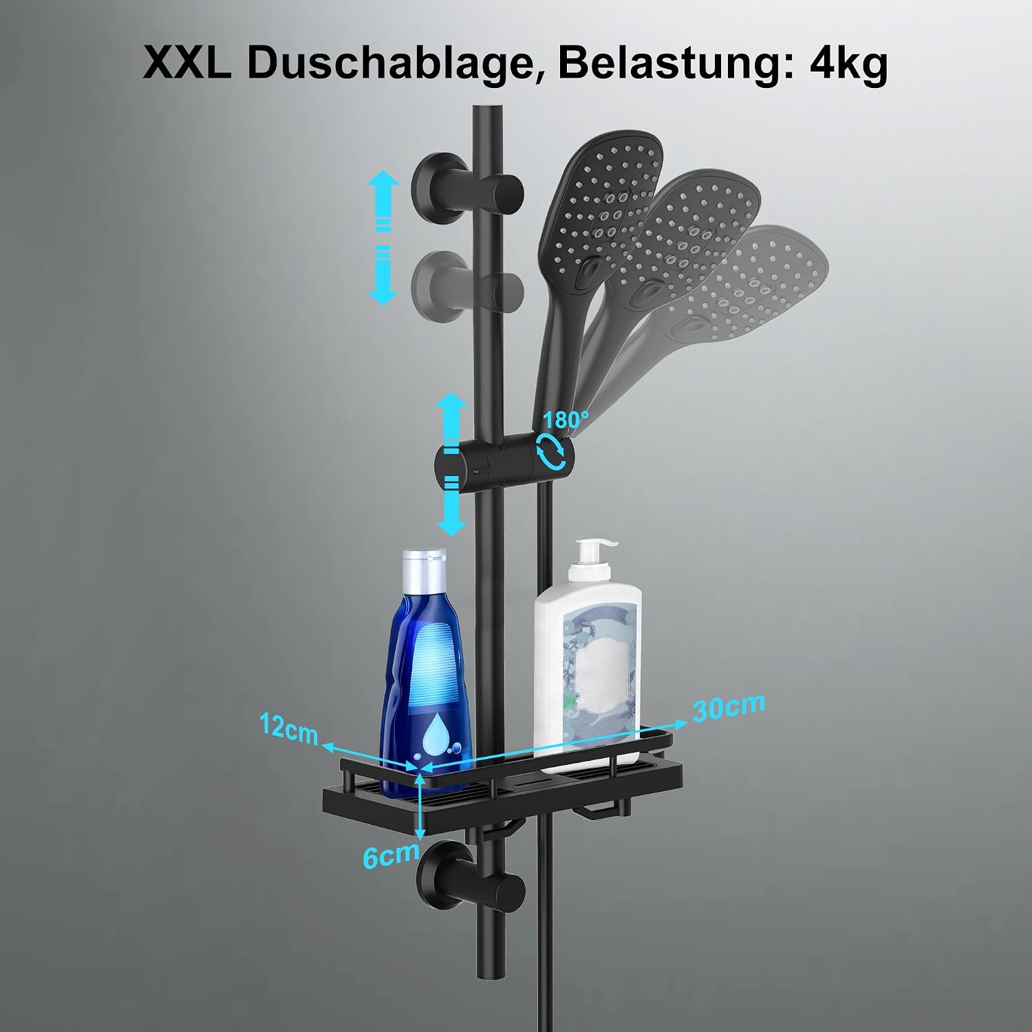 Detalle 2 de Görbach Colonna Doccia in Acciaio Inox 70 cm, Doccetta a 3 Getti e Portasapone, Senza Miscelatore