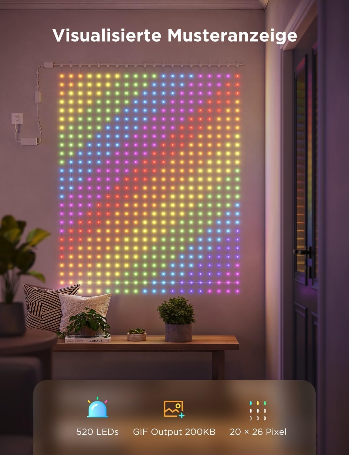 Thumbnail 1 de Govee Curtain Lights 3×2m – Intelligente Vorhang-LED mit DIY GIF, RGBIC-Deko