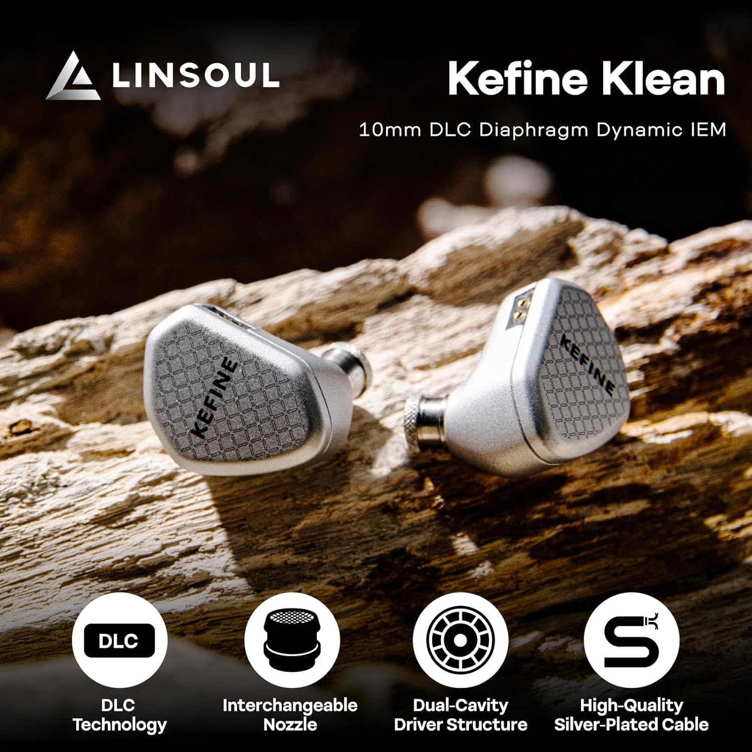 Thumbnail 4 de Linsoul Kefine Klean wired in-ear monitors with 10mm DLC dynamic driver (detachable cable, 3.5mm, no mic)