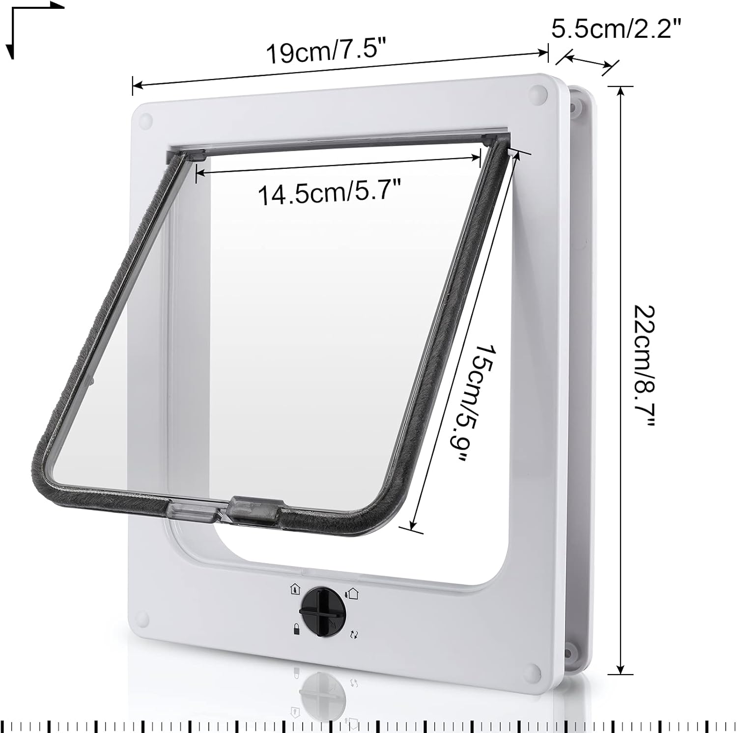 Thumbnail 1 de Sailnovo Katzenklappe „4 Wege“ mit Facile-Verschluss – für Katzen und kleine Hunde, Teleskoprahmen