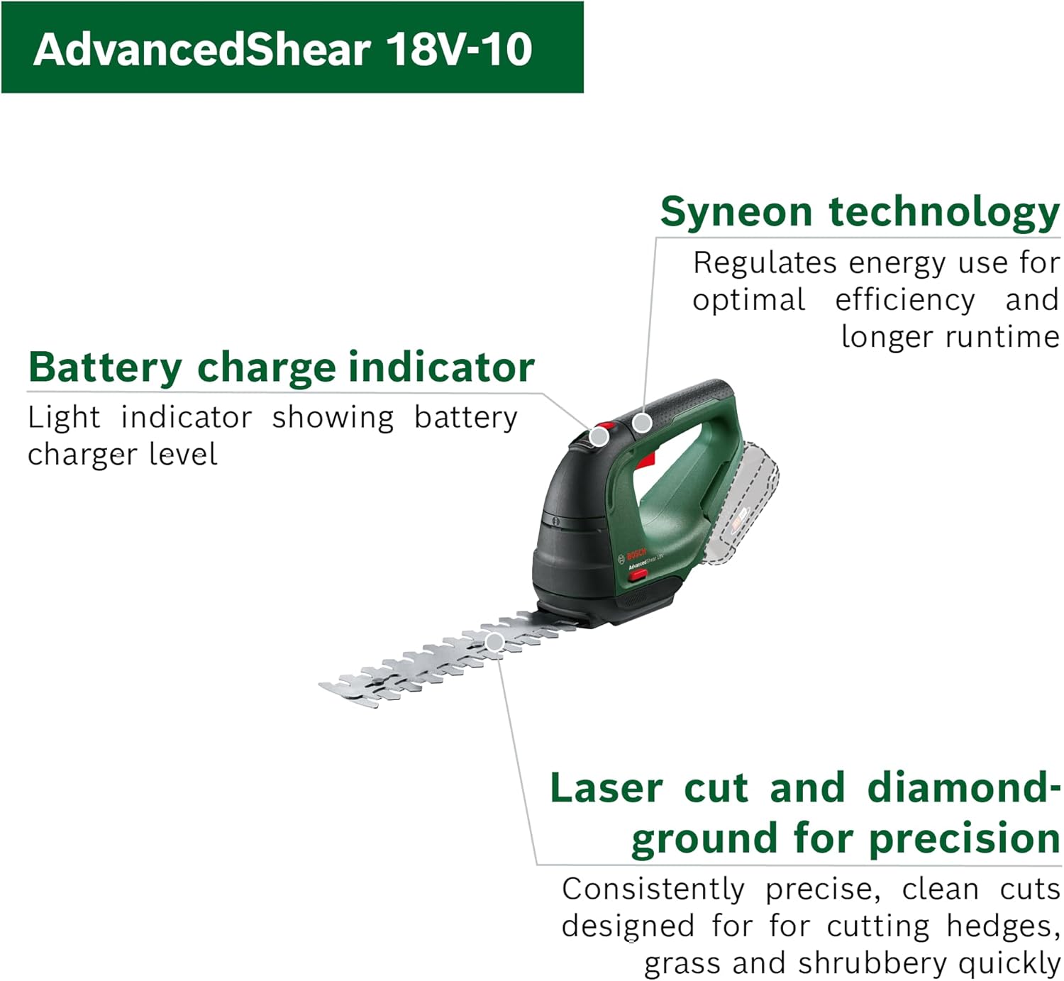 Thumbnail 3 de Bosch AdvancedShear 18V-10 cordless grass shear & hedge trimmer (18V system) — no battery included