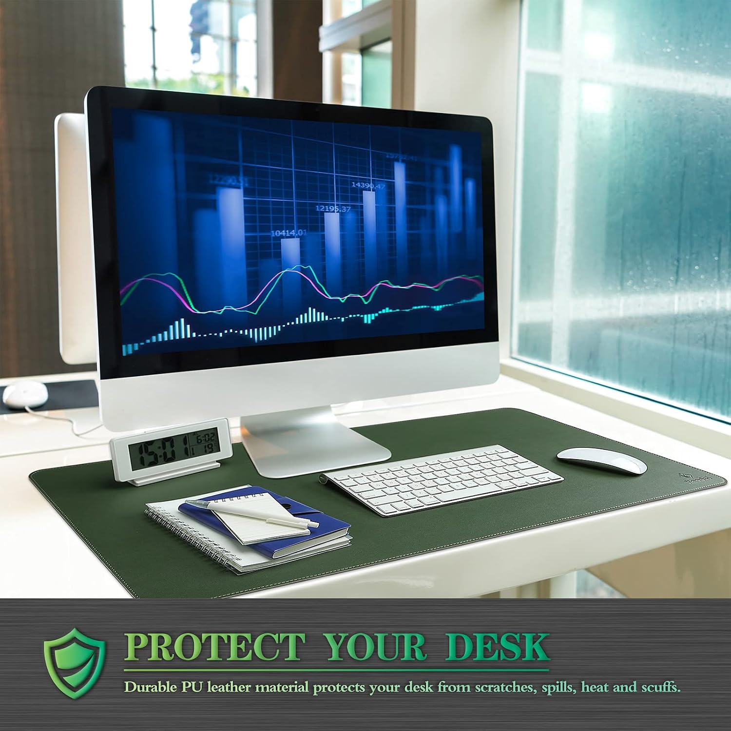 Detalle 2 de K KNODEL Sewing Leather Desk Mat (Large) – Waterproof PVC leather mouse and keyboard pad for home and office