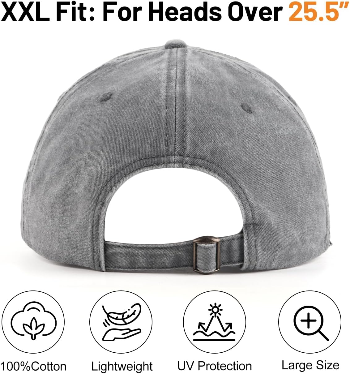 Thumbnail 1 de Zylioo XL/XXL Washed Cotton Baseball Cap (Big Heads) – big vintage sports hat for outdoor golf, tennis and more
