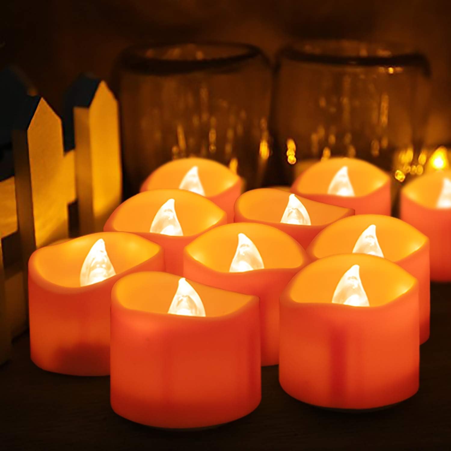 Thumbnail 5 de Homemory Orange LED Tealight Candles, 12-Pack Flameless Flickering Lights