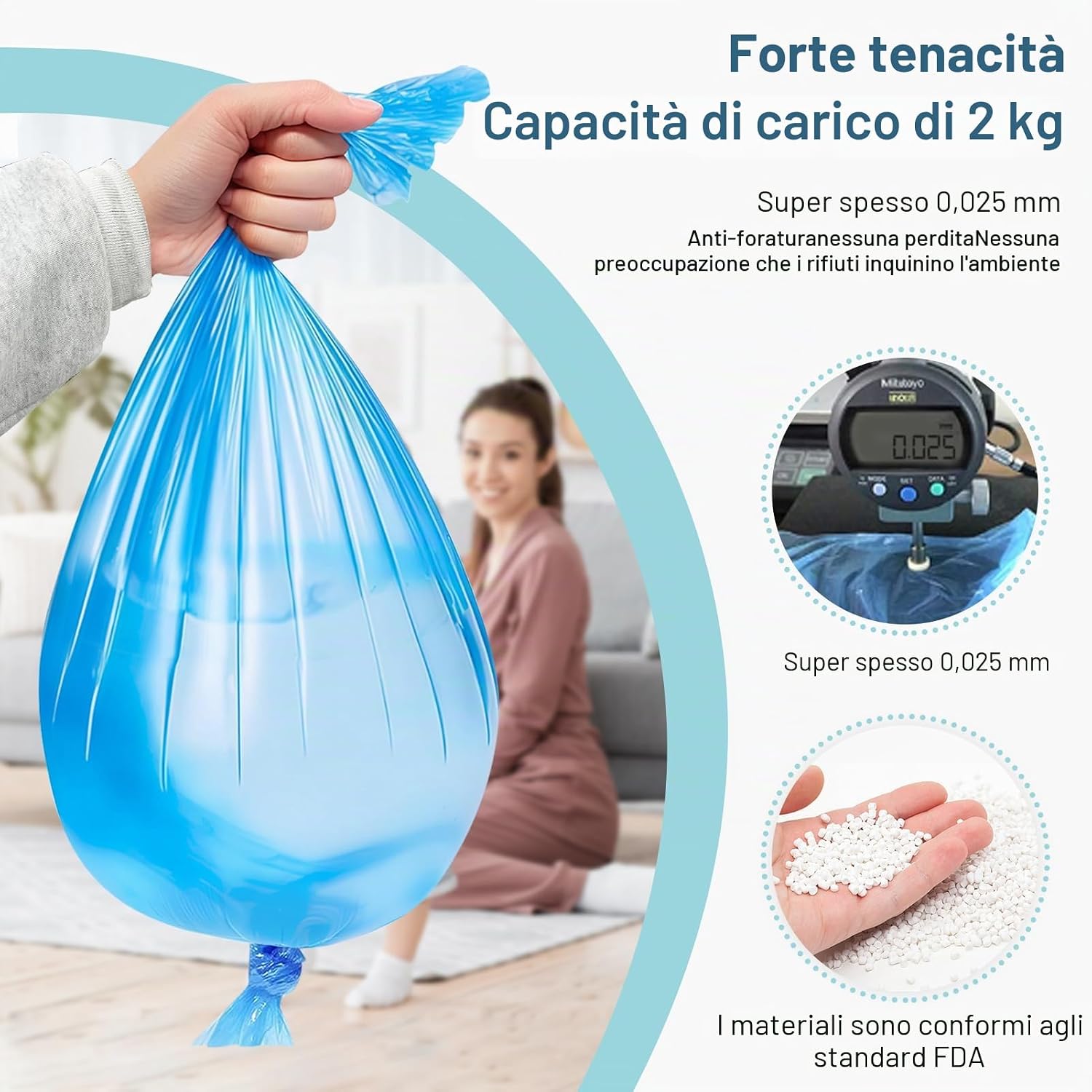 Detalle de Ricariche Mangiapannolinii Parpat da 4,5 m (12 pezzi) antiodore e rinforzate per Littycat, Twist & Click