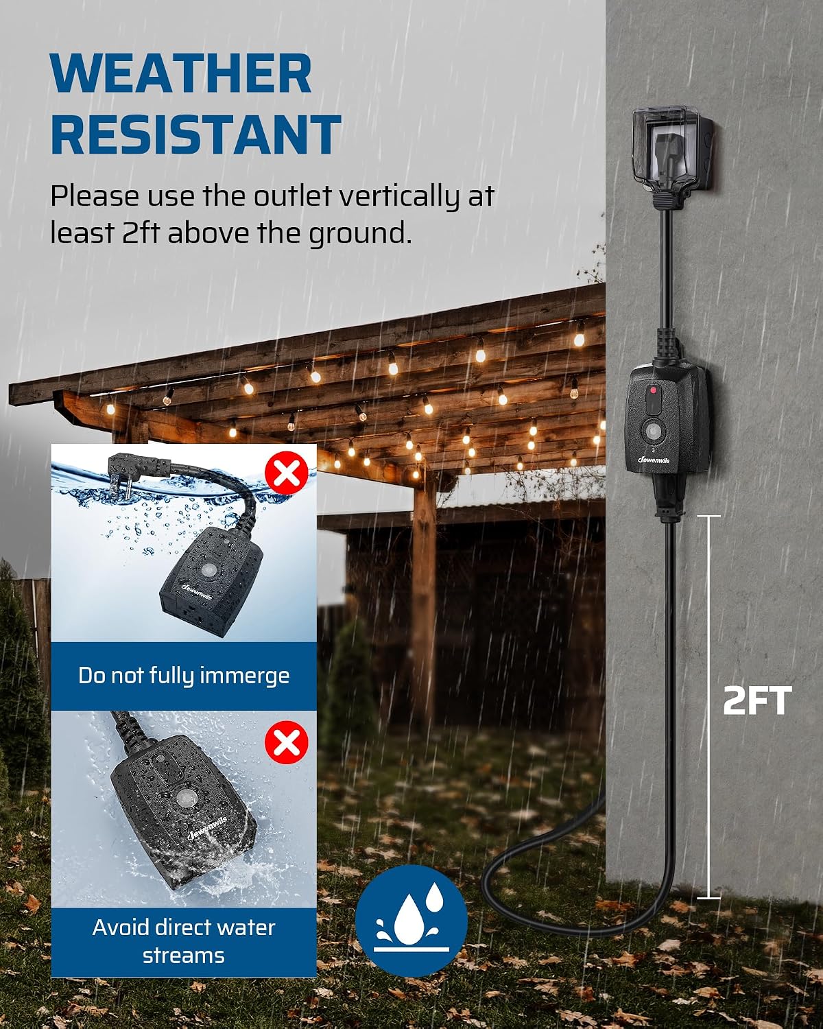 Detalle de DEWENWILS HORS11S Outdoor/Indoor Remote Control Outlet, 15A, 100 ft Range