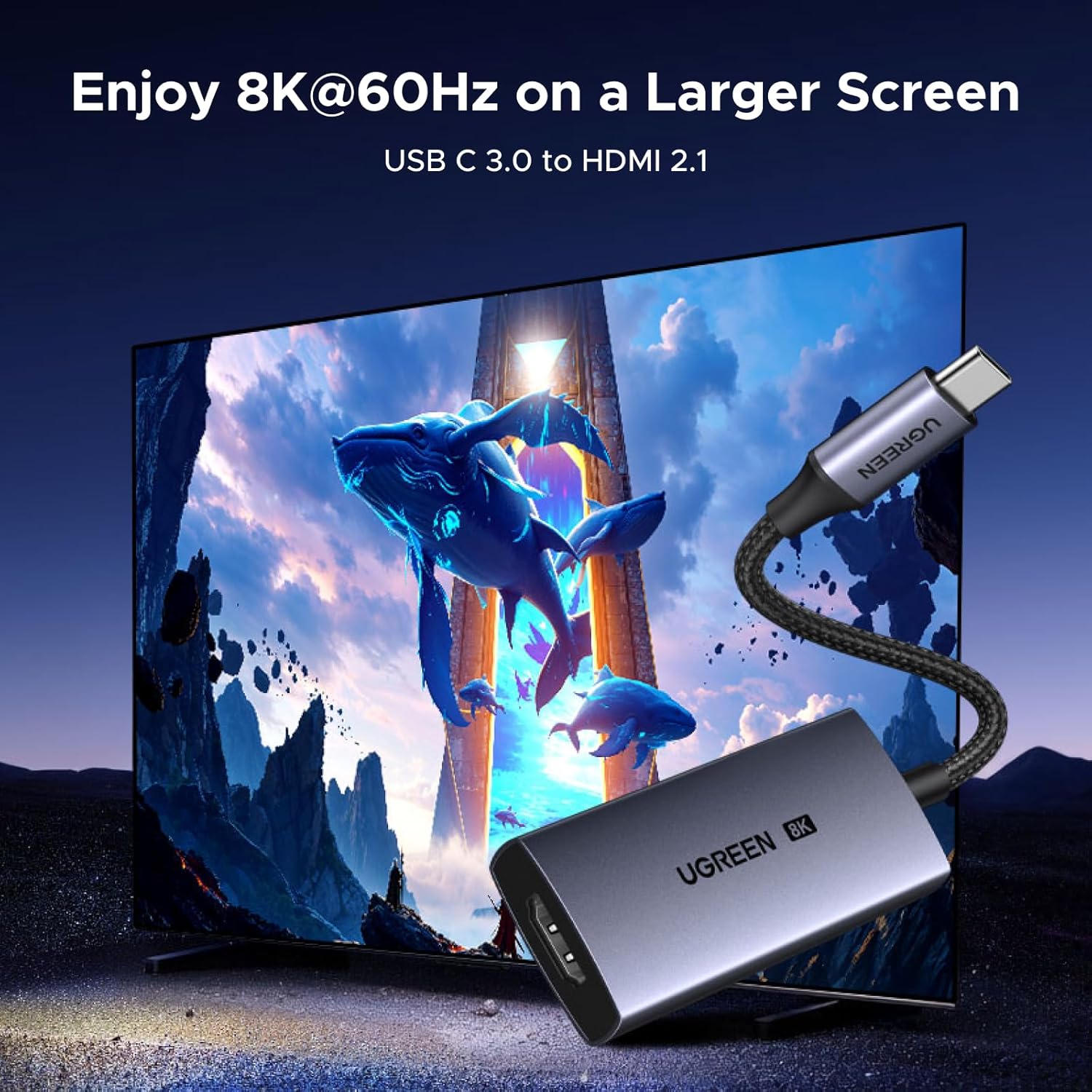 Thumbnail 1 de UGREEN USB C to HDMI 2.1 Adapter (8K@60Hz, 4K up to 240Hz) for MacBooks, iPads, Galaxy and more