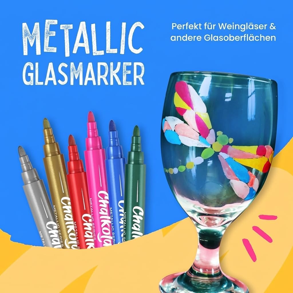 Thumbnail 3 de Chalkola 21 Kreidestifte für abwischbare Fenster- und Tafelbilder (21 Stifte, 1 mm) – Kreidemarker & Glasstifte