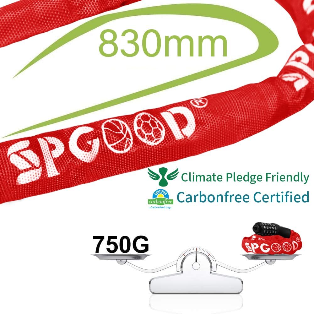 Detalle 2 de SPGOOD Heavy Duty Bicycle Lock 830mm Chain 5-Digit Resettable Code