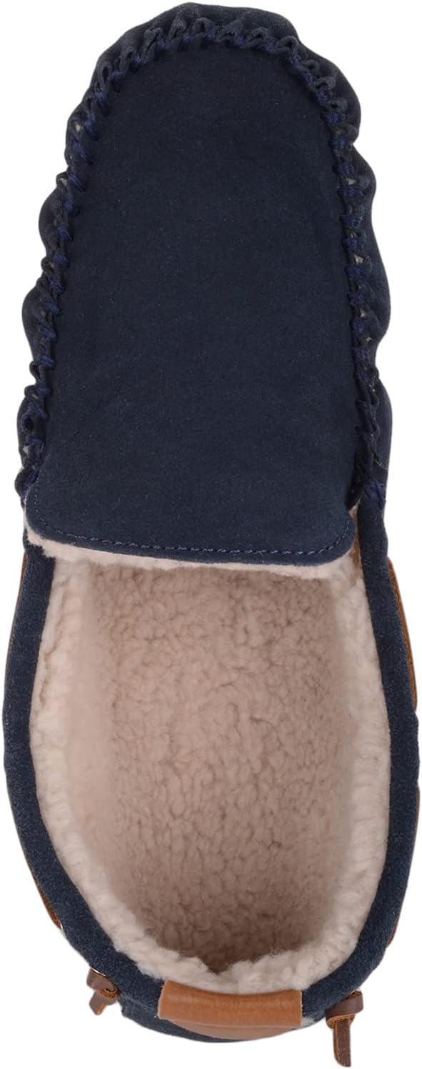 Thumbnail 5 de SNUGRUGS Mens Easy Slip On Suede Berber Fleece Winter Moccasin Slippers with Leather Trim