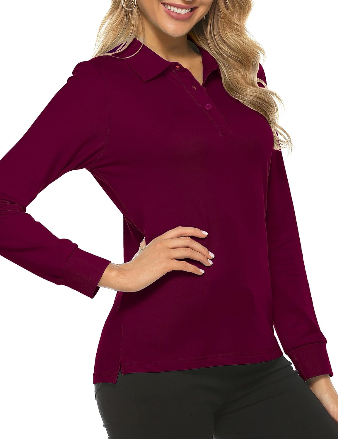 Thumbnail 3 de MoFiz Polo Femme à Manches Longues en Coton – Confort et Élegance pour le Sport et le Quotidien