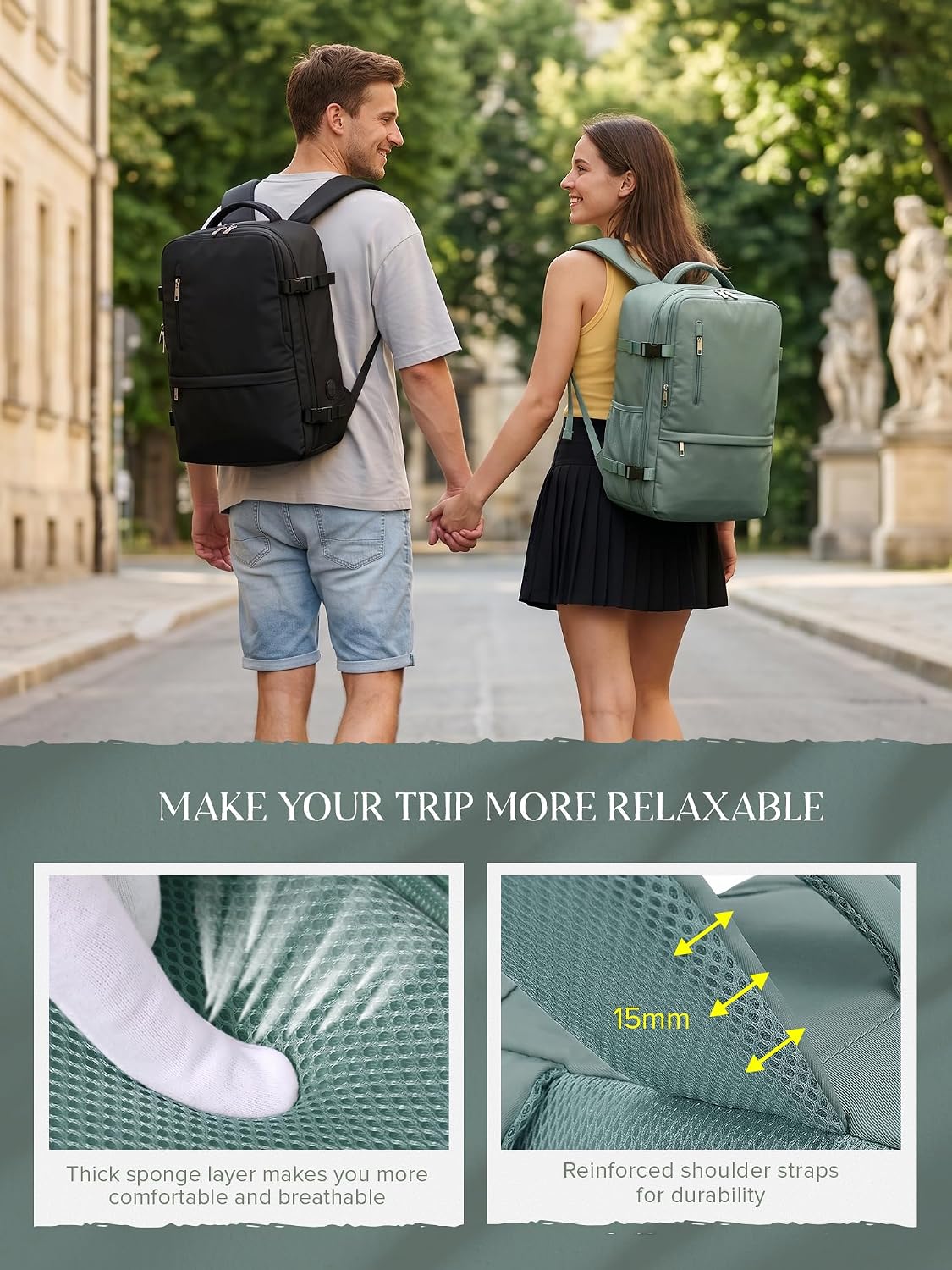 Thumbnail 5 de Hayayu zaino borsa cabina Easyjet 45x36x20 con tasche multiple e capacità 32L