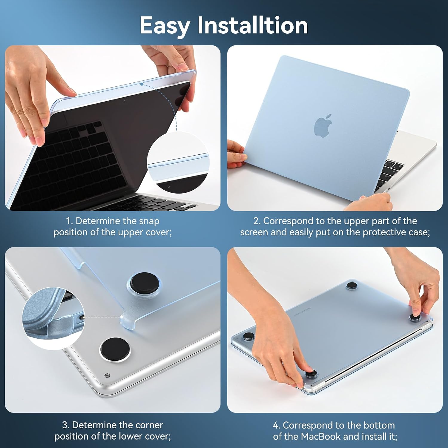 Thumbnail 6 de BlueSwan Hülle für MacBook Air 13,6 Zoll M2–M5 – Himmelblau transluzent, ultradünn und matt