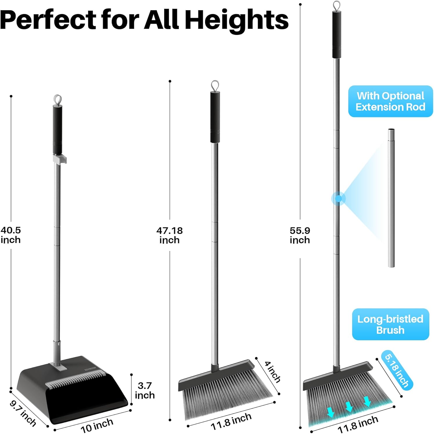 Thumbnail 3 de Joymoop Black Broom & Dustpan Set 60