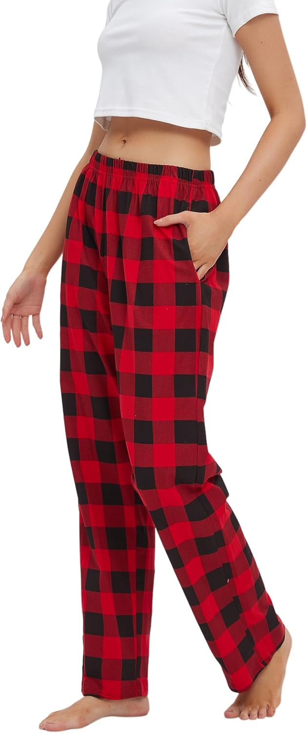 Detalle 2 de Mancru Women's Pyjama Bottoms – Comfortable Cotton Plaid Lounge Pants