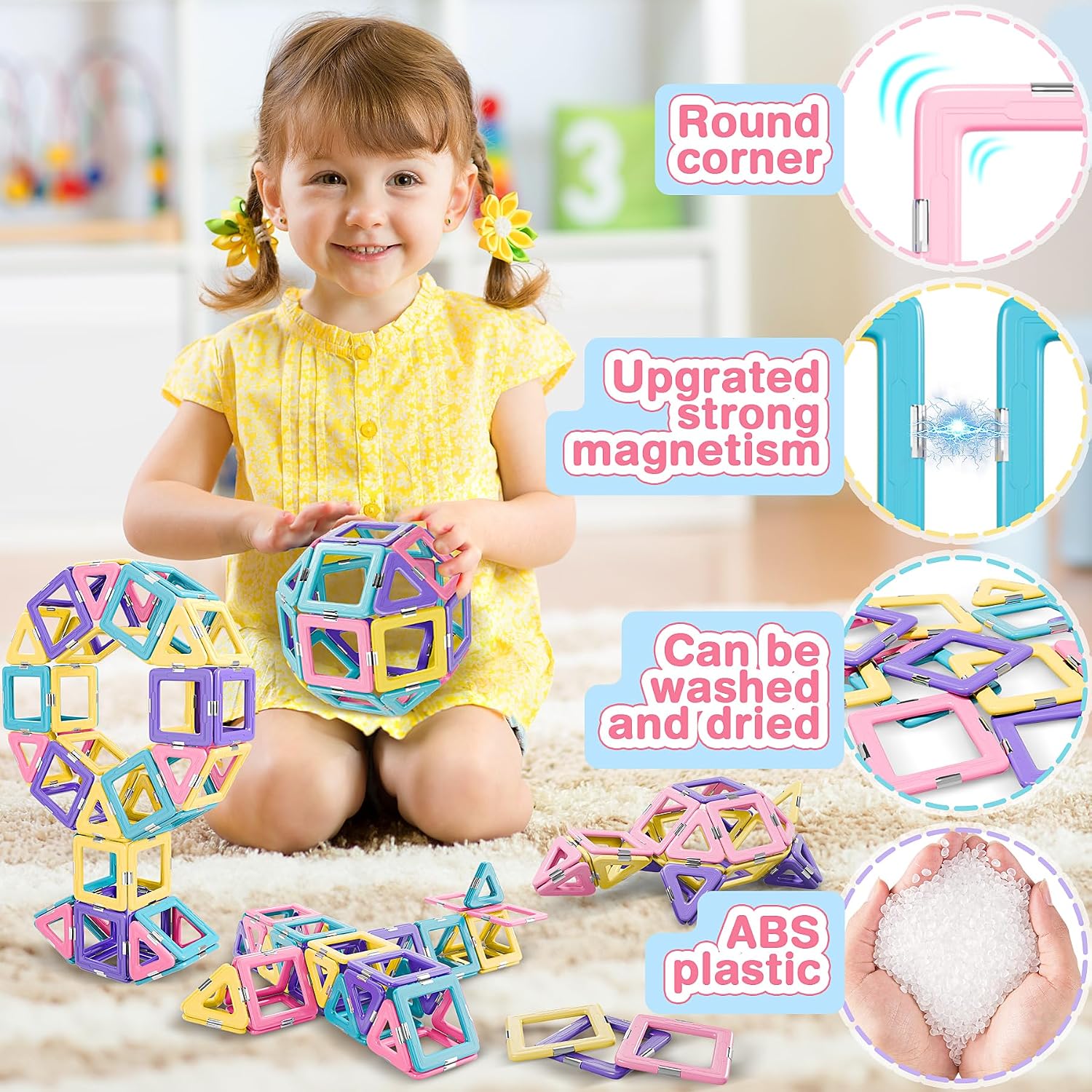 Thumbnail 3 de Lovchil 36pc Magnetic Building Blocks & Tiles Set for 2–8 Year Olds (STEM Montessori macaron tiles)