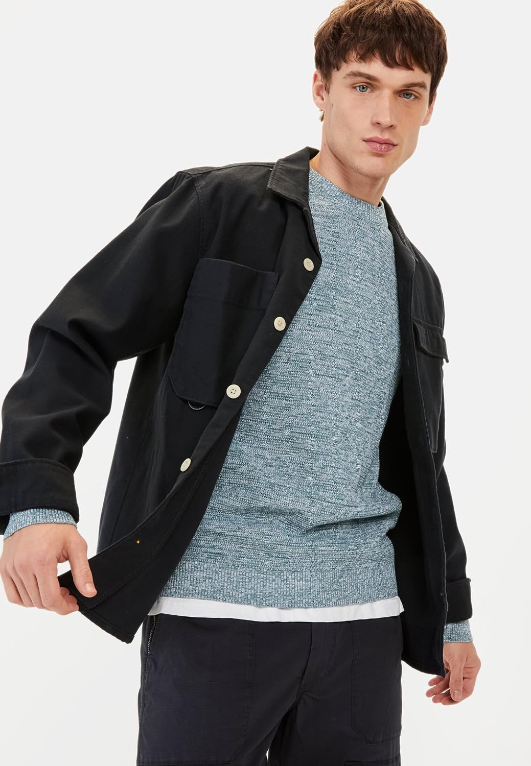 Detalle 1 de camel active 409500-5K00 – męski sweter bawełniany z okrągłym dekoltem