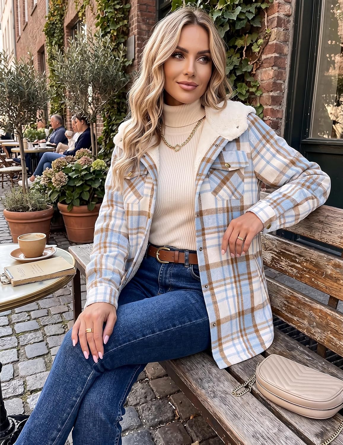 Thumbnail 1 de Zeagoo Plaid Shacket Jacket, Hooded Fleece S-2XL