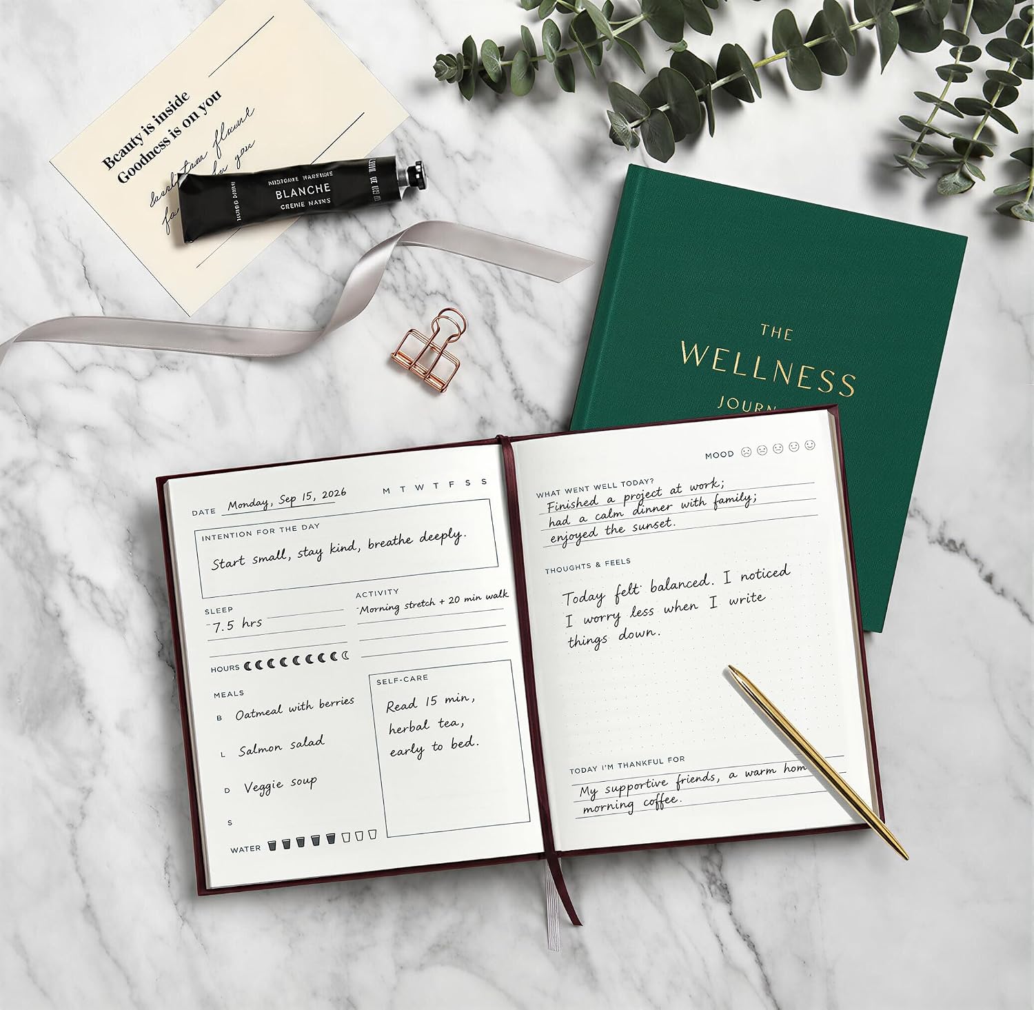 Thumbnail 1 de &And Per Se WJ-01 Wellness Journal, Undated 91-Day Forest Green Planner
