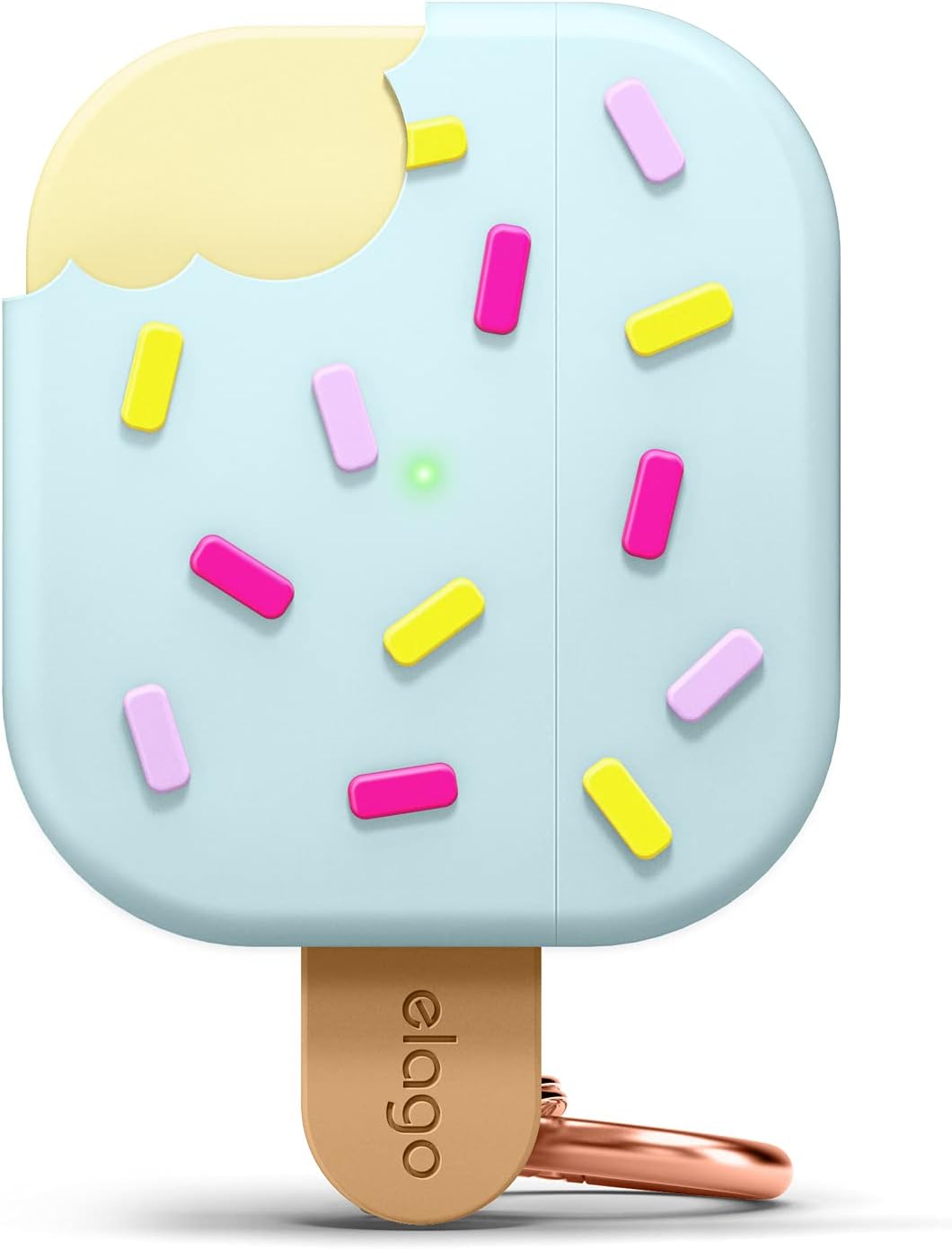 Detalle de elago Coque Glace avec mousqueton pour AirPods 3 – silicone, compatible charge sans fil (menthe)