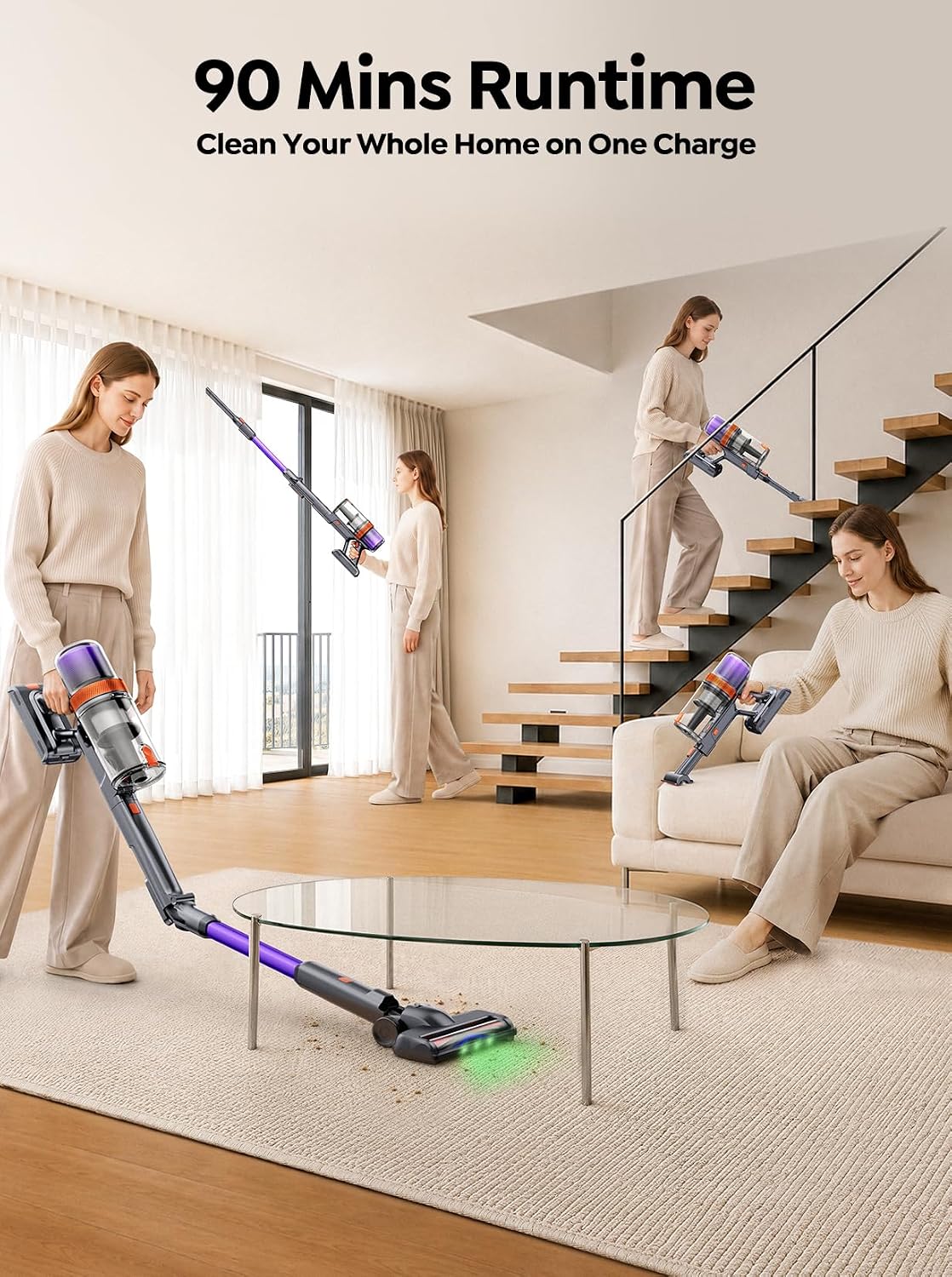 Detalle 2 de INTETURE BP70 Cordless Stick Vacuum, 650W, 55KPa, 270° Flexible Wand