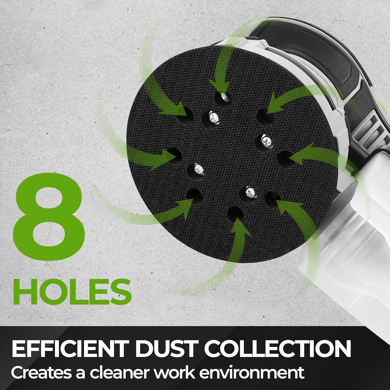 Thumbnail 3 de DESOON 300W Random Orbit Sander with 20 Pcs Sandpapers – 125mm, 6-Speed, Brake & Dust Extraction